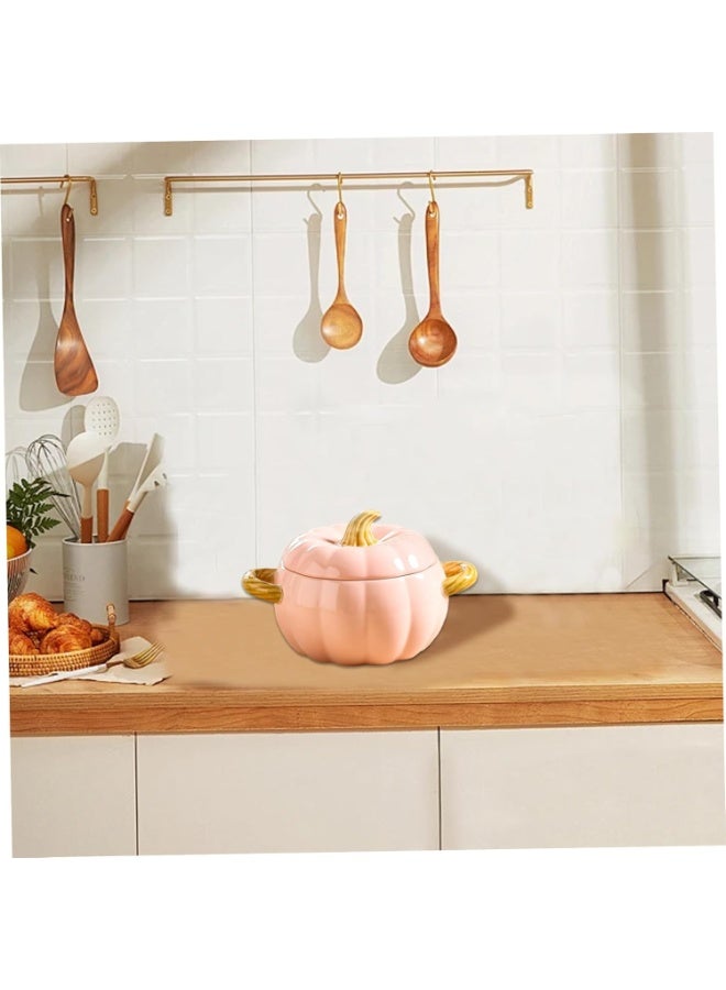 Arabest Pumpkin Dutch Oven Pot with Lid and Handle 1.7L Non Stick Ceramic Pumpkin Shaped Kitchen Pot Even Heating Dutch Oven for Stew Soup Cooking Holiday Kitchen Decor - Image 3